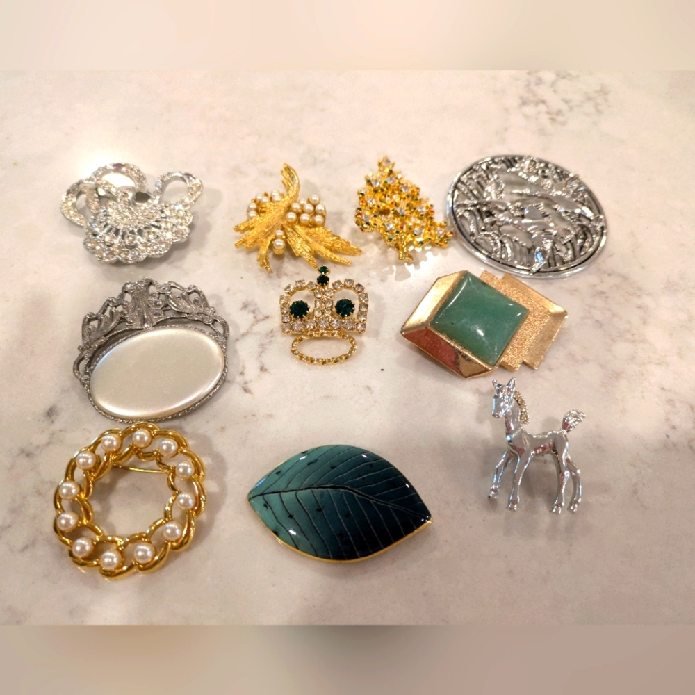 Elegant Multicolor Brooch Set Of 10